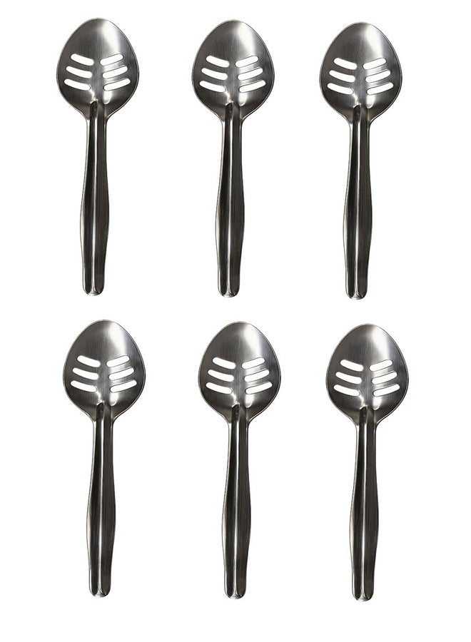 Dynore Stainless Steel 6 Pcs Small Slotted/Plating Pickle/Aachar Spoon - Image 1